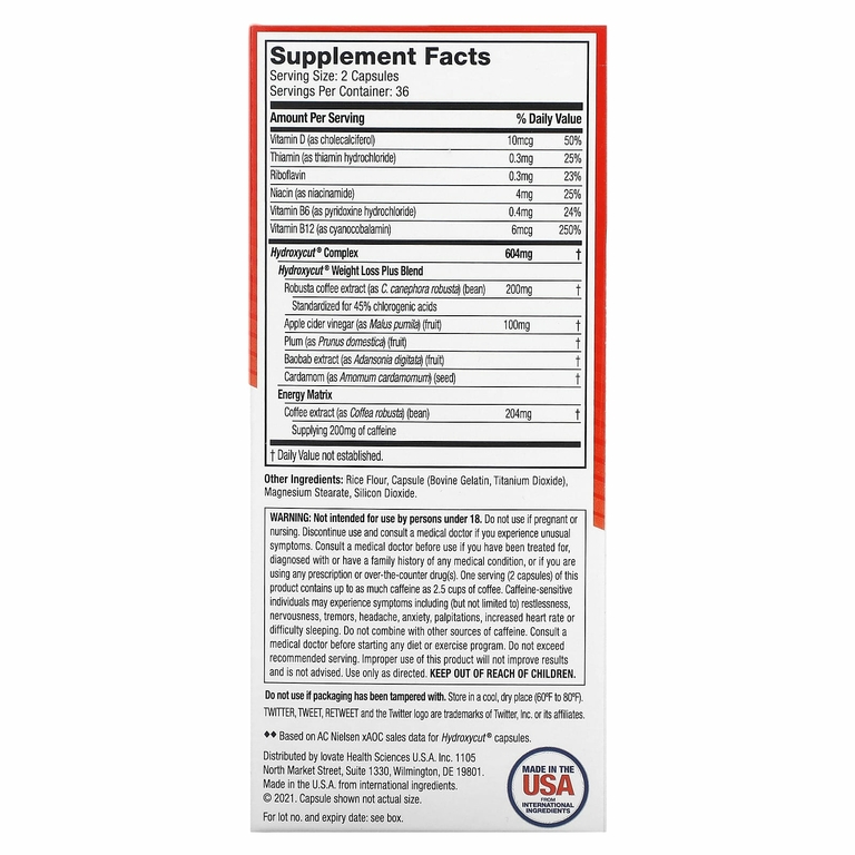 Hydroxycut, Original, добавка для снижения веса, 72 капсулы с быстрым высвобождением