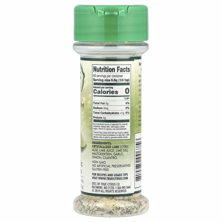 True Citrus, True Lime, кристаллизованный лайм с чесноком и кориандром, без соли, 55 г (1,94 унции)