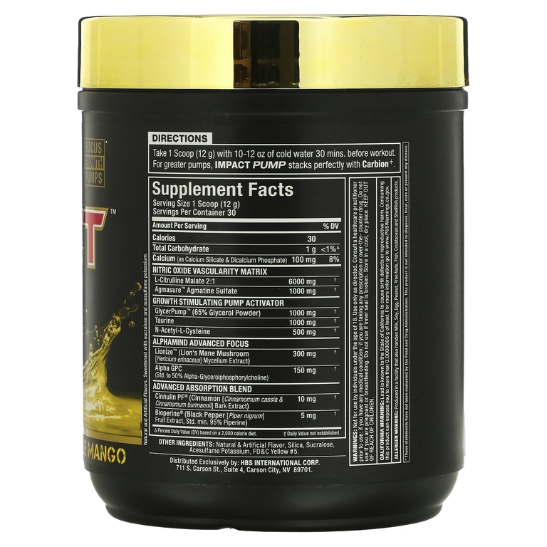 ALLMAX, Impact Pump, ананас и манго, 360 г (12,7 унции)
