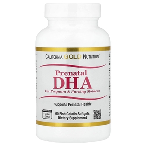 California Gold Nutrition, ДГК для беременных, жирные кислоты омега-3 ДГК и ЭПК плюс холин для беременных и кормящих женщин, 60 мягких капсул из рыбьего желатина (620 мг в 1 капсуле)