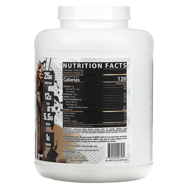Nutrex Research, IsoFit, со вкусом шоколадного коктейля, 2317 г (5,1 фунта)
