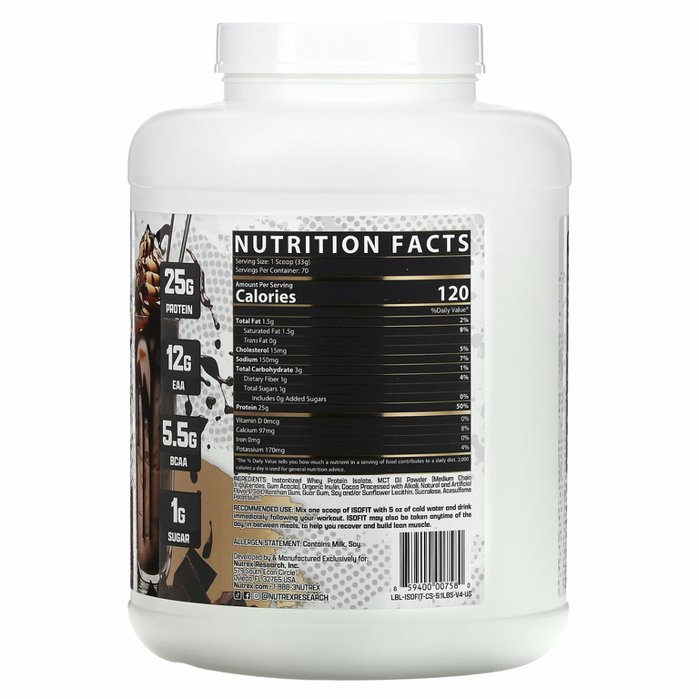 Nutrex Research, IsoFit, со вкусом шоколадного коктейля, 2317 г (5,1 фунта)