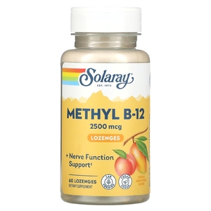 Solaray, высокоэффективный метил B12, натуральные манго и персик, 2500 мкг, 60 леденцов