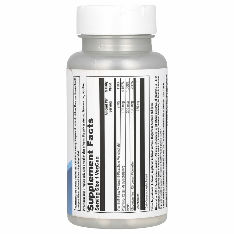 KAL, Benfotiamine+, 150 мг, 60 капсул с оболочкой из ингредиентов растительного происхождения