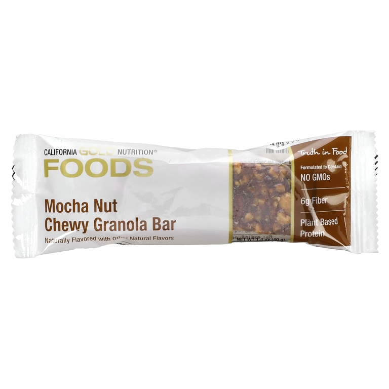 California Gold Nutrition, Foods, жевательные батончики из гранолы с мокко и орехами, 12 шт. по 40 г (1,4 унции)