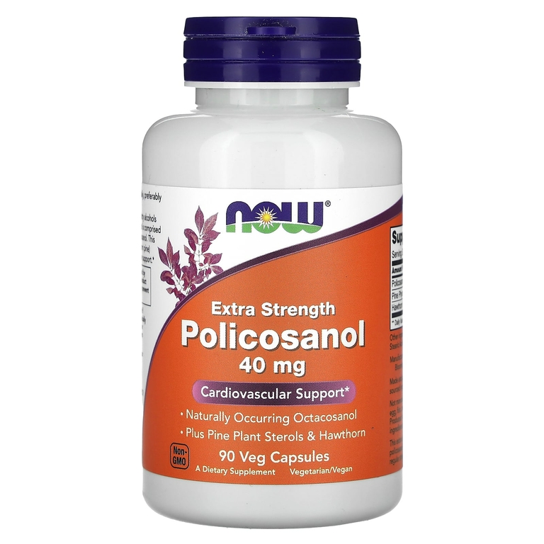 NOW Foods, поликозанол с повышенной силой действия, 40 мг, 90 вегетарианских капсул