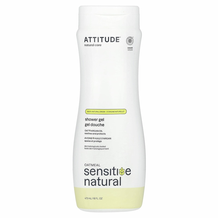 ATTITUDE, Oatmeal Sensitive Natural Care, гель для душа, увлажнение и восстановление, аргановое масло, 473 мл (16 жидк. Унций)