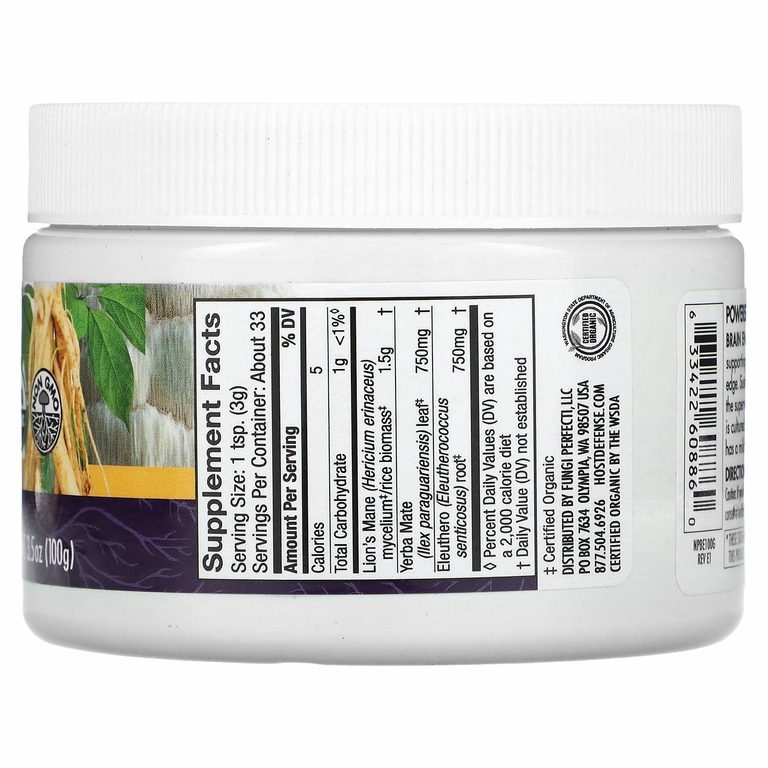 Fungi Perfecti, Host Defense Mushroom, MycoBotanicals, энергия для мозга, 100 г (3,5 унции)