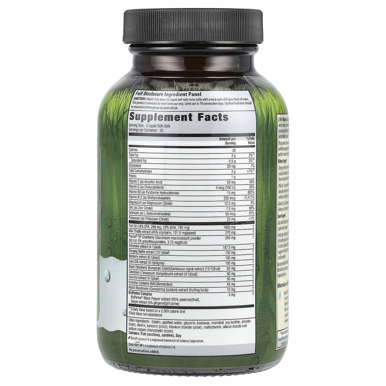Irwin Naturals, 2 in 1 Kidney & Liver Super Cleanse, 60 желатиновых капсул