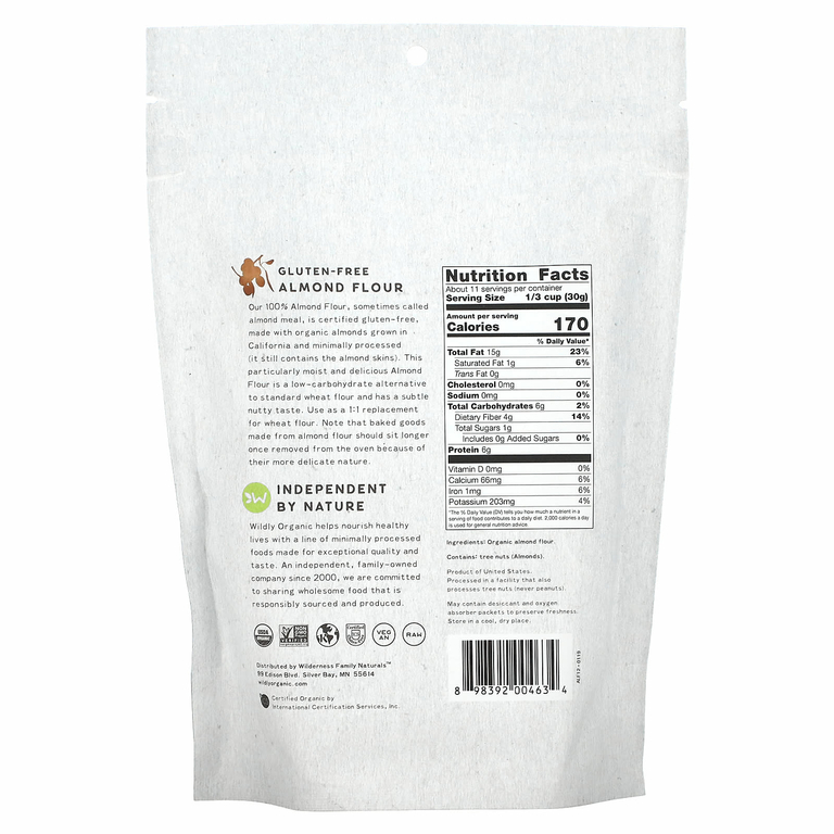 Wildly Organic, Миндальная мука без глютена, 340 г (12 унций)