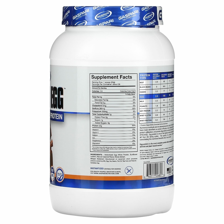 Gaspari Nutrition, Proven Egg, 100% протеин из яичного белка, соленая карамель, 900 г (2 фунта)