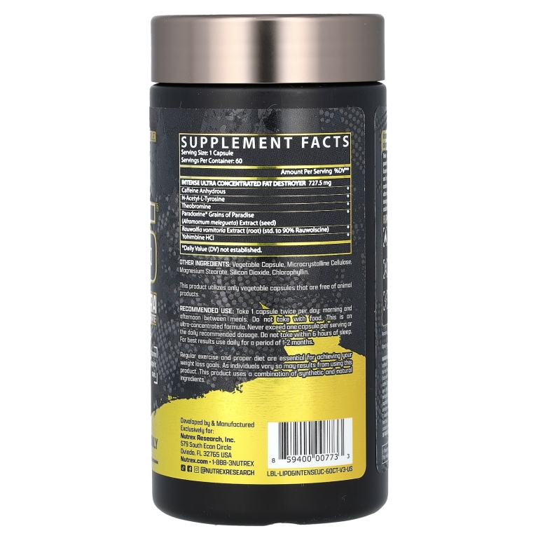 Nutrex Research, LIPO-6 Black Intense, ультраконцентрат, 60 черных капсул