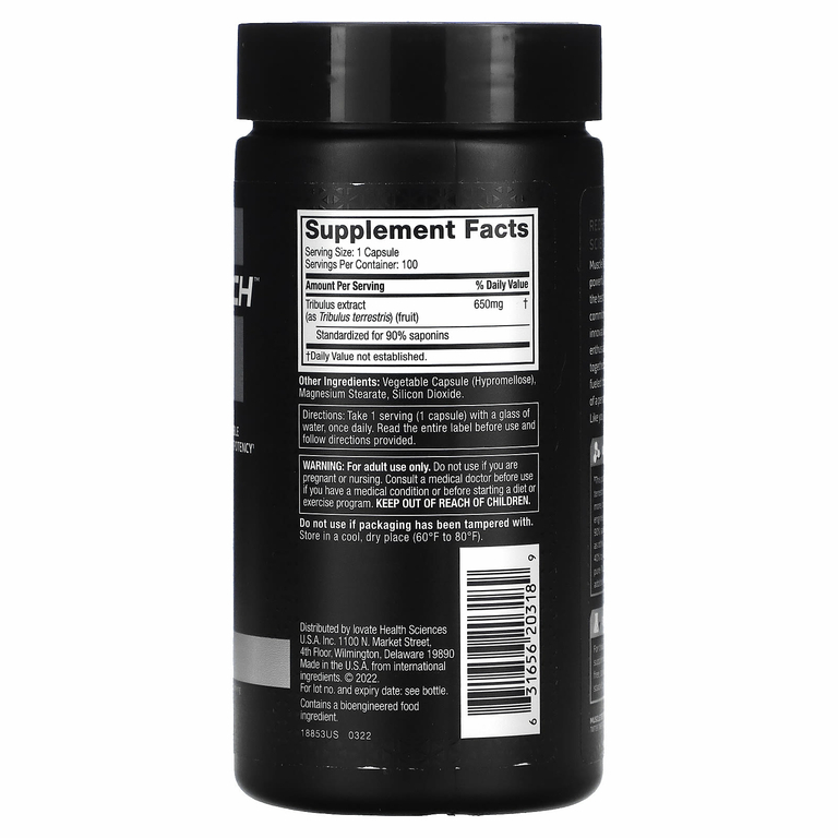 MuscleTech, Platinum, 100% трибулус (якорцы стелющиеся), 650 мг, 100 капсул