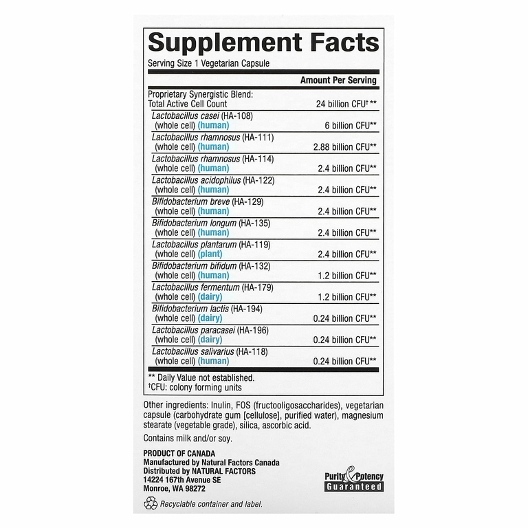Natural Factors, Ultimate Probiotic, 24/12 Formula, 24 млрд КОЕ, 60 вегетарианских капсул