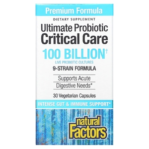 Natural Factors, Ultimate Probiotic Critical Care, пробиотики для лечения критических состояний, 100 миллиардов КОЕ, 30 вегетарианских капсул