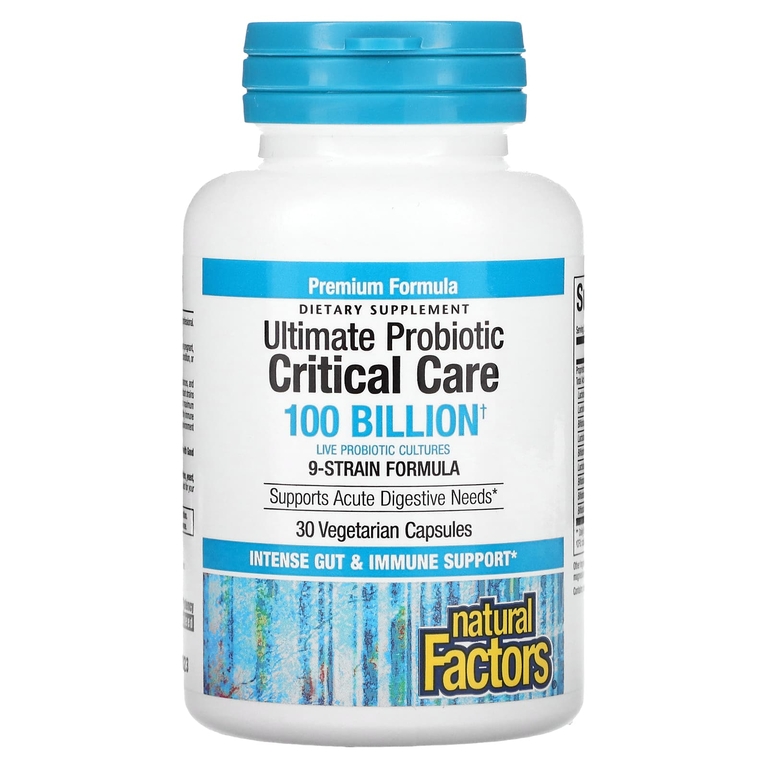 Natural Factors, Ultimate Probiotic Critical Care, пробиотики для лечения критических состояний, 100 миллиардов КОЕ, 30 вегетарианских капсул