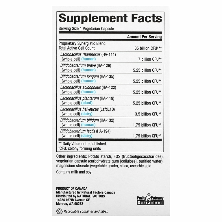 Natural Factors, Ultimate Probiotic, пожилых людей, 35 млрд КОЕ, 30 вегетарианских капсул
