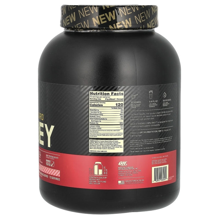 Optimum Nutrition, Gold Standard 100% Whey, сыворотка, клубника и сливки, 2,26 кг (4,98 фунта)