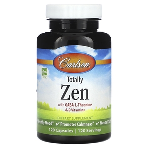 Carlson, Totally Zen с ГАМК, L-теанином и витаминами группы B, 120 капсул
