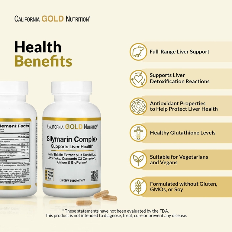 California Gold Nutrition, комплекс с силимарином, экстракт расторопши и одуванчик, артишок, куркумин C3 Complex, имбирь и BioPerine, 360 растительных капсул