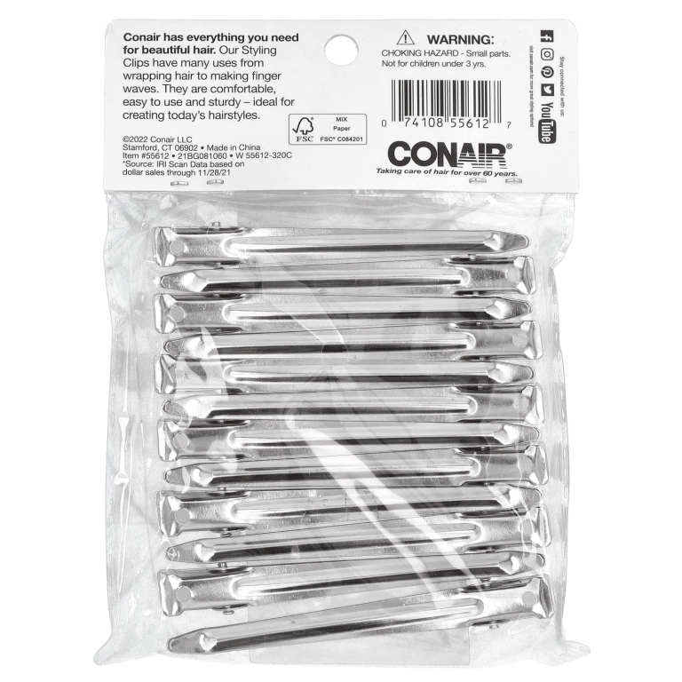 Conair, Раздел и набор, Зажимы для секций, 12 шт. (Товар снят с продажи) 
