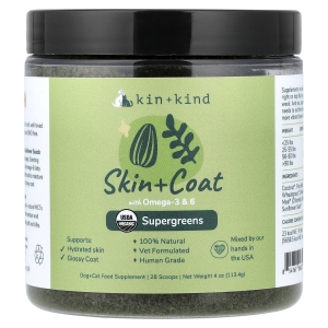 Kin+Kind, Skin + шерсти, суперзелень для собак и кошек, 113,4 г (4 унции)