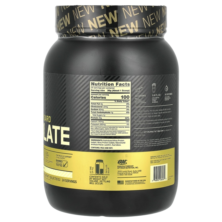 Optimum Nutrition, Gold Standard 100% Isolate, со вкусом ванили, 720 г (1,58 фунта)