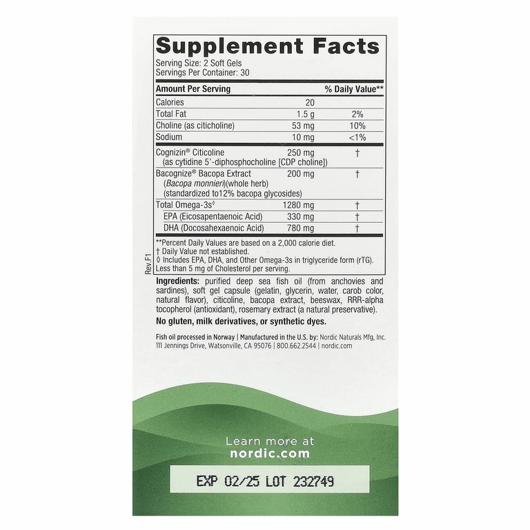 Nordic Naturals, Omega Focus, 1280 мг, 60 капсул (640 мг в 1 капсуле)