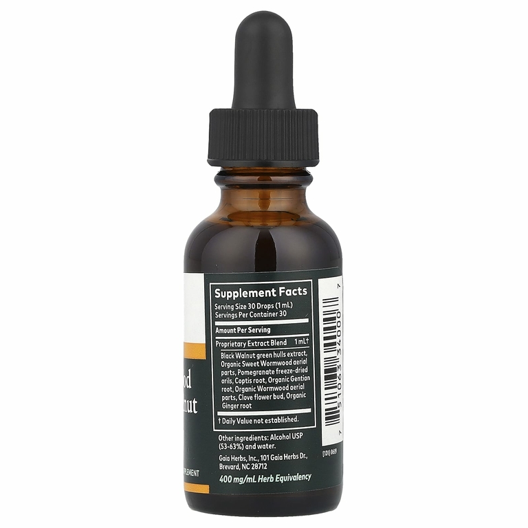 Gaia Herbs, Полынь, черный орех, экстракт 1 жидких унции (30 мл)