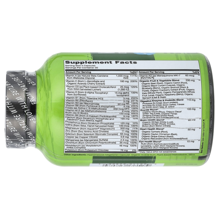 NATURELO, Мультивитаминный комплекс из цельных продуктов, для мужчин, 120 вегетарианских капсул