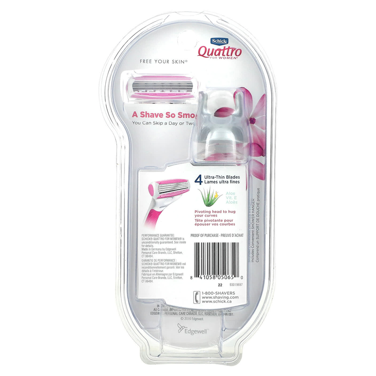 Schick, Quattro For Women, 1 бритва, 4 кассеты