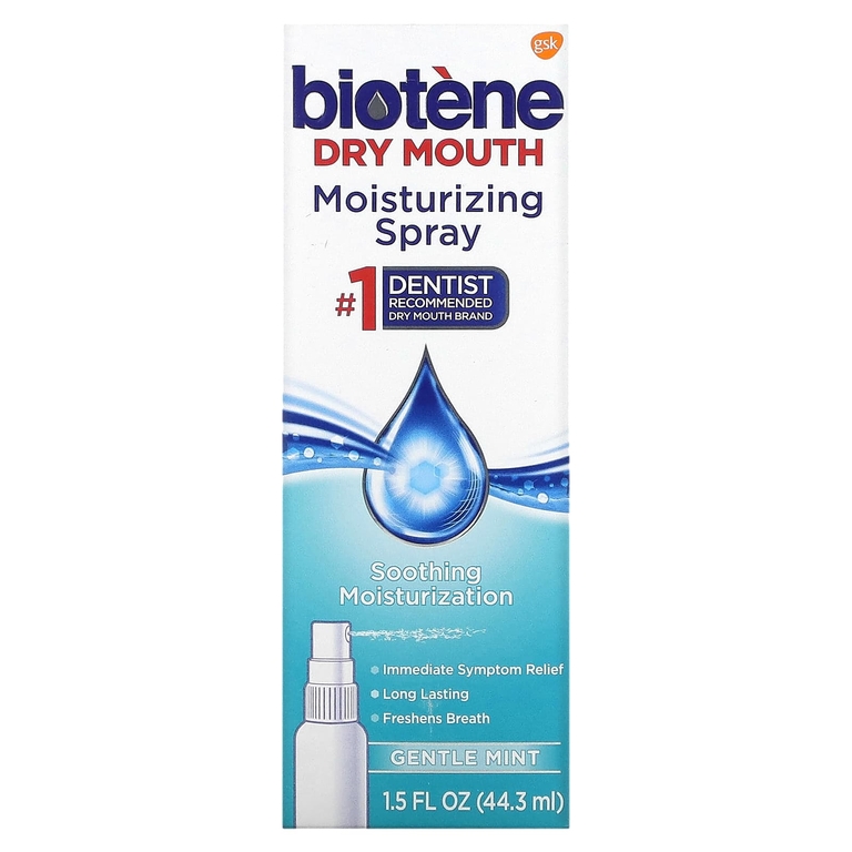 Biotene Dental Products, Увлажняющий спрей для сухого рта, нежная мята, 44,3 мл (1,5 жидк. унц.)