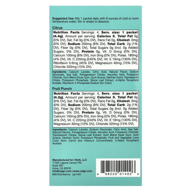 California Gold Nutrition, HydrationUP, смесь для приготовления электролитического напитка, ассорти, 20 пакетиков, 4,2 г в каждом