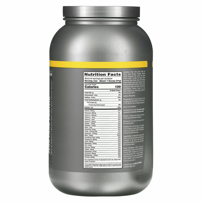Isopure, Протеиновый порошок с нулевым содержанием углеводов, банановый крем, 1,36 кг (3 фунта)