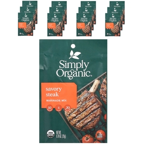 Simply Organic, Маринадная смесь для пикантного стейка, 12 пакетиков по 20 г (0,7 унции) (Товар снят с продажи) 