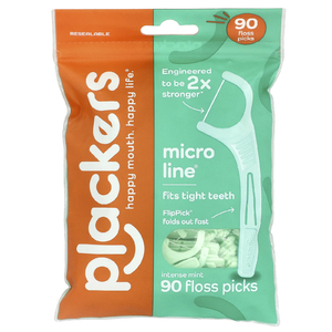 Plackers, Micro Line, щитки для зубной нити, интенсивная мята, 90 штук