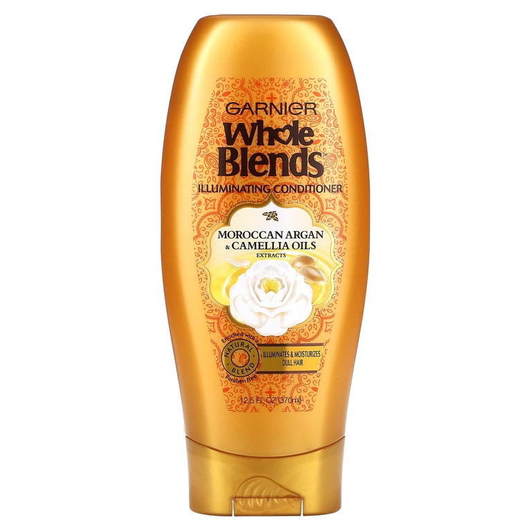 Garnier, Whole Blends, кондиционер для придания блеска, «Экстракты масел камелии и марокканской арганы», 370 мл