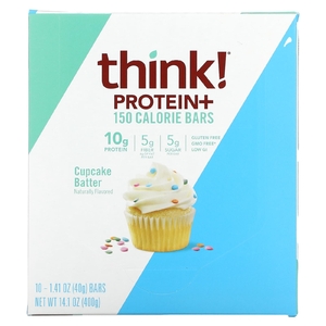 Think !, Protein+, 10 батончиков Cupcake Batter по 40 г (1,41 унции) и 150 калорий каждый