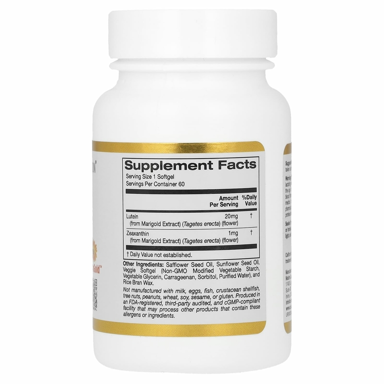 California Gold Nutrition, лютеин с зеаксантином, 20 мг, 60 растительных капсул