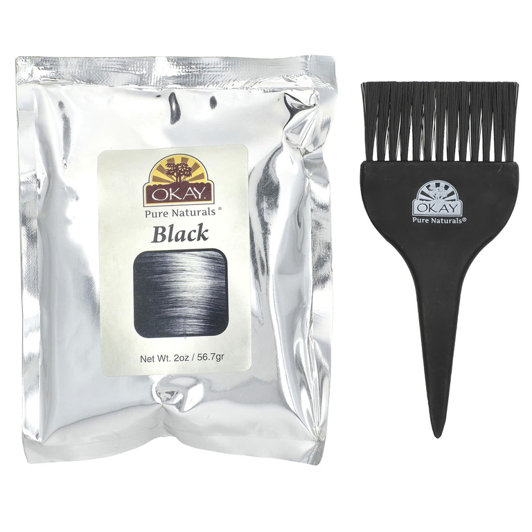 Okay Pure Naturals, травяная краска для волос, хна, черный, 56,7 г (2 унции)