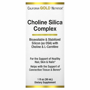 California Gold Nutrition, Холиновый и кремниевый комплекс, биодоступный и стабилизированный кремний (в виде ортокремниевой кислоты, OSA) для поддержки коллагена, 30 мл (1 жидк. унция)