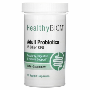 HealthyBiom, пробиотики для взрослых, 15 млрд КОЕ, 90 растительных капсул