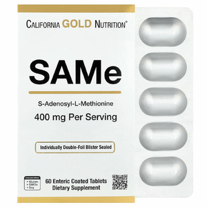 California Gold Nutrition, SAMe, дисульфат тозилат, 400 мг, 60 таблеток, покрытых кишечнорастворимой оболочкой