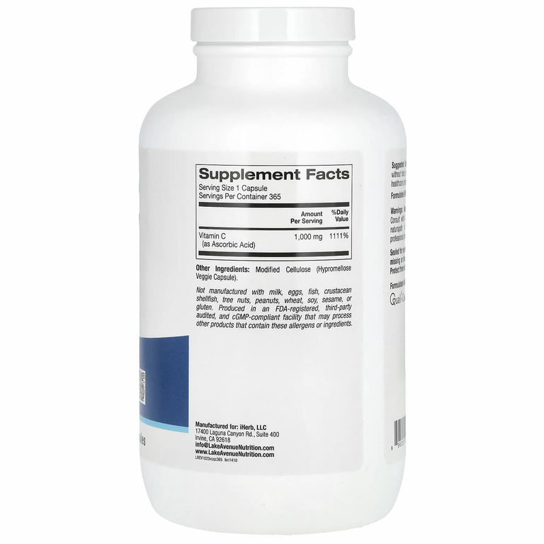 Lake Avenue Nutrition, витамин C, с Quali-C, 1000 мг, 365 растительных капсул