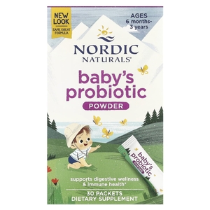 Nordic Naturals, Nordic Flora, порошок с пробиотиками для детей в возрасте от 6 месяцев до 3 лет, 4 млрд КОЕ, 30 пакетиков