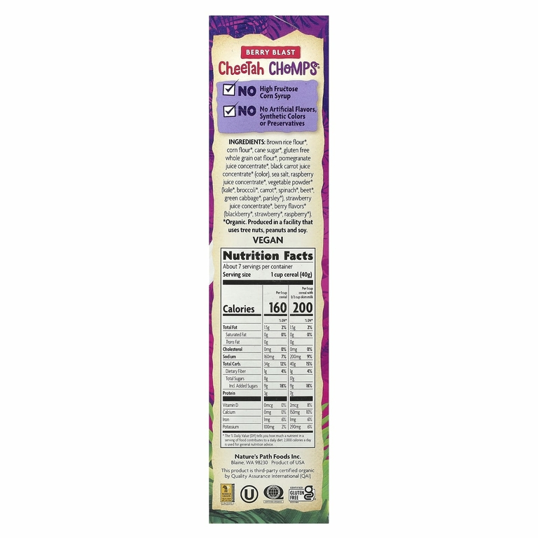 Nature's Path, EnviroKidz, органические хлопья Cheetah Chomps®, ягоды, 284 г (10 унций)