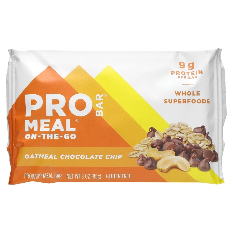 ProBar, Meal-On-The-Go, овсянка и шоколадная крошка, 12 батончиков по 85 г (3 унции)