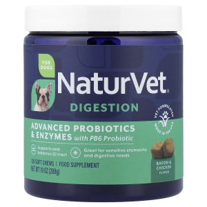 NaturVet, Улучшенные пробиотики и ферменты, с пробиотиком PB6, для собак, 120 мягких жевательных таблеток, 288 г (10,1 унции)