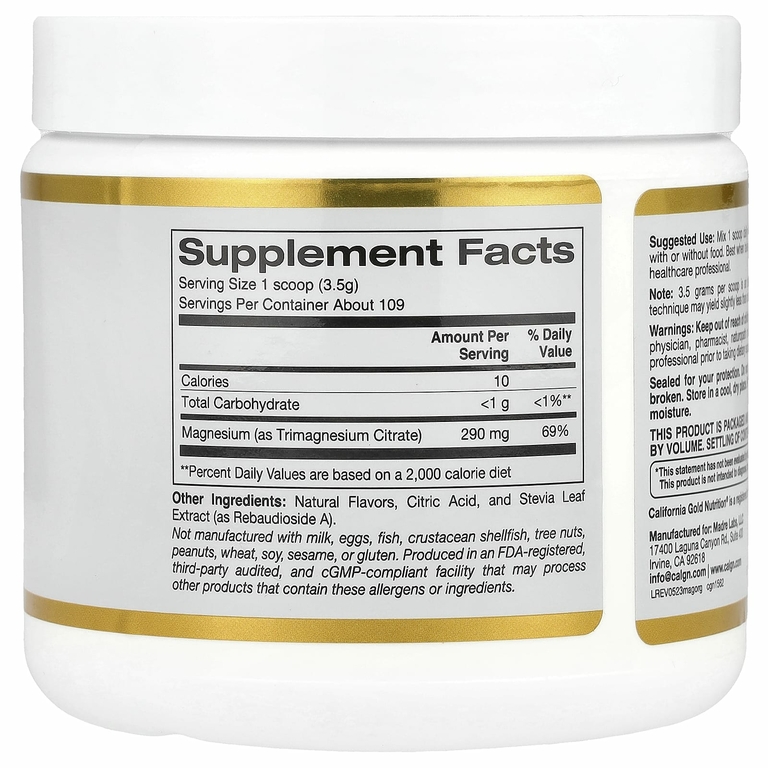 California Gold Nutrition, магний в растворимом порошке, со вкусом апельсина, 380 г (13,4 унции)