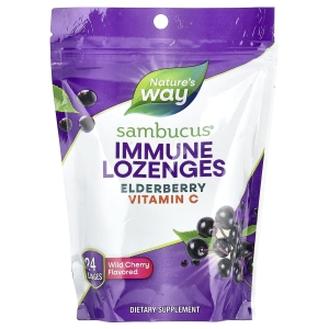 Nature's Way, Sambucus®, пастилки для укрепления иммунитета, бузина, витамин C и дикая вишня, 24 пастилки (Товар снят с продажи) 